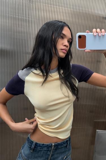 TOP EN MAILLE COULEUR BLOCK - Multicolore de Zara - Image 4