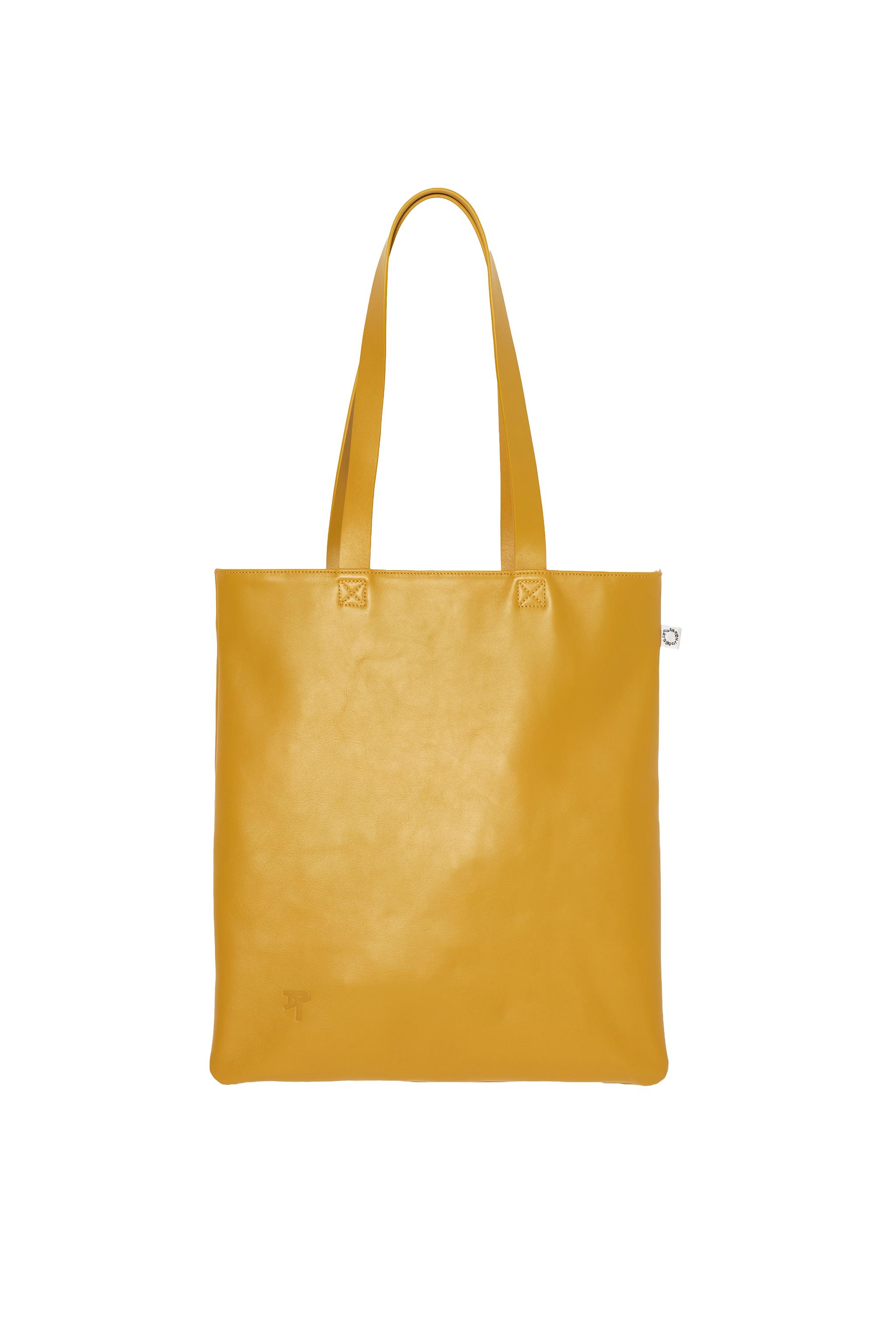 LEATHER SHOPPER BAG — Yellow