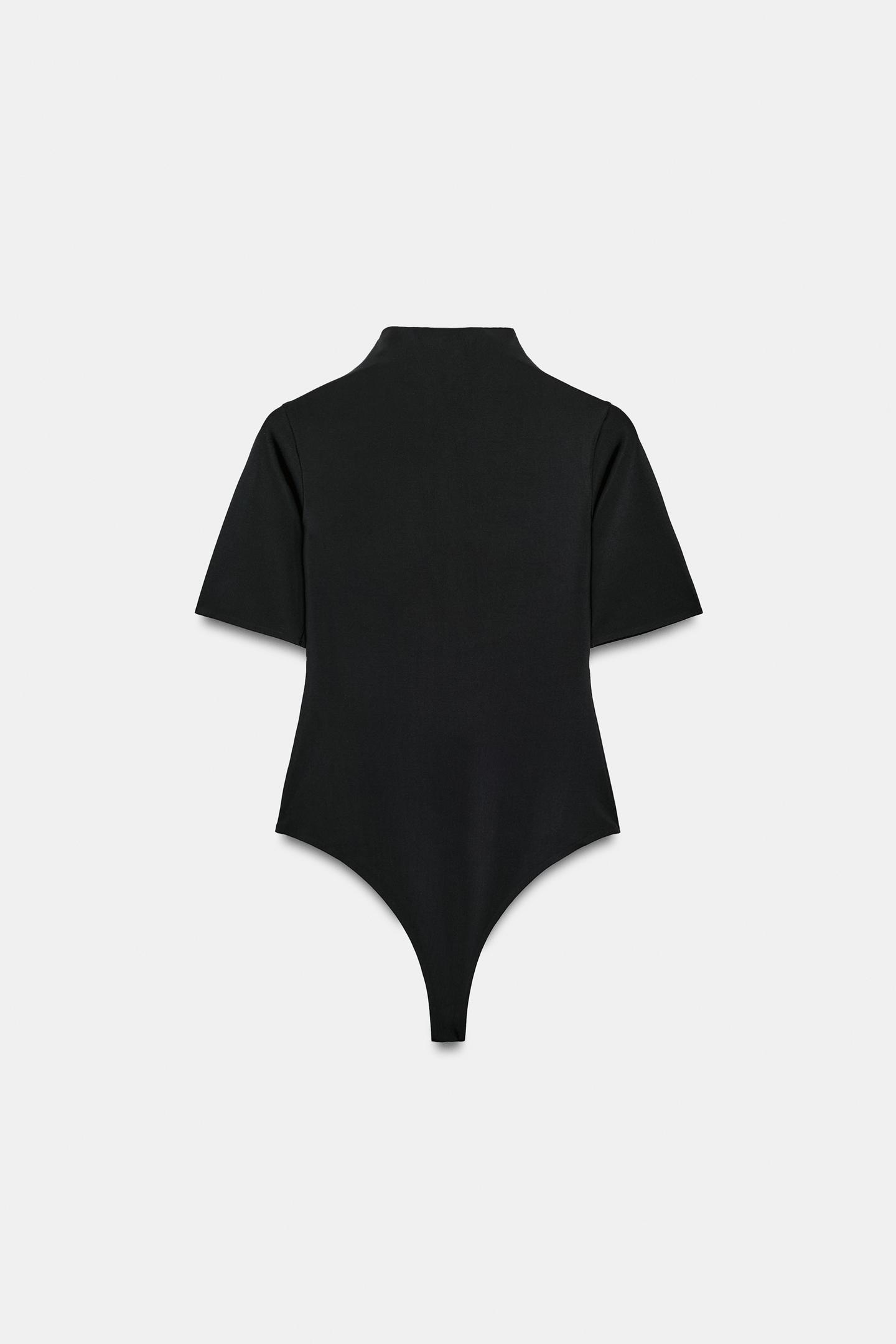 Боди, высокая горловина — Zara, цвет: Чёрный — фото 2