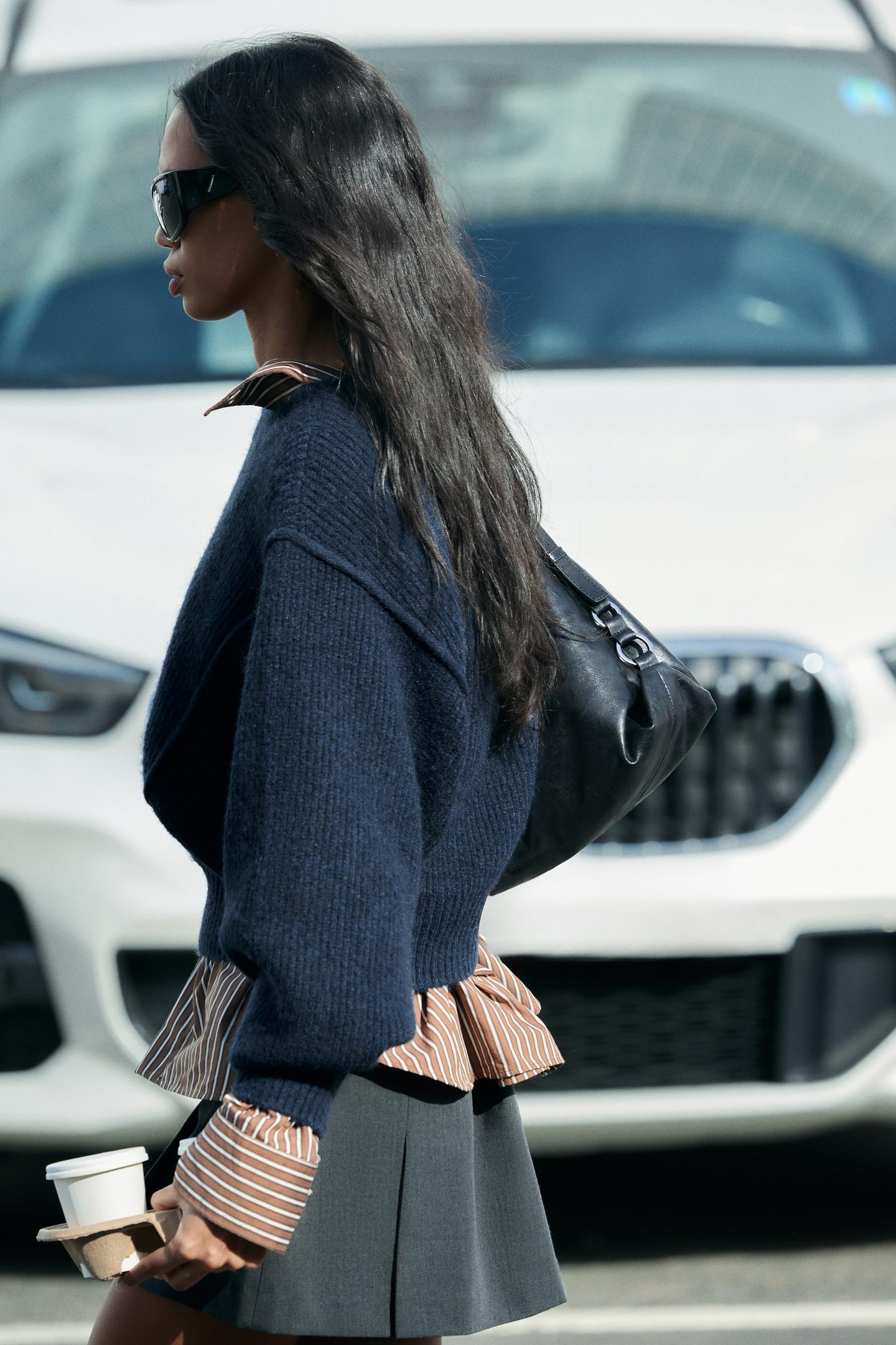 Женский свитер Zara Drop Armhole Knit, цвет: Синий / Индиго — фото 3