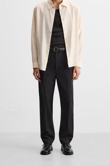 REGULAR FIT CHINO TROUSERS - Black by Zara
