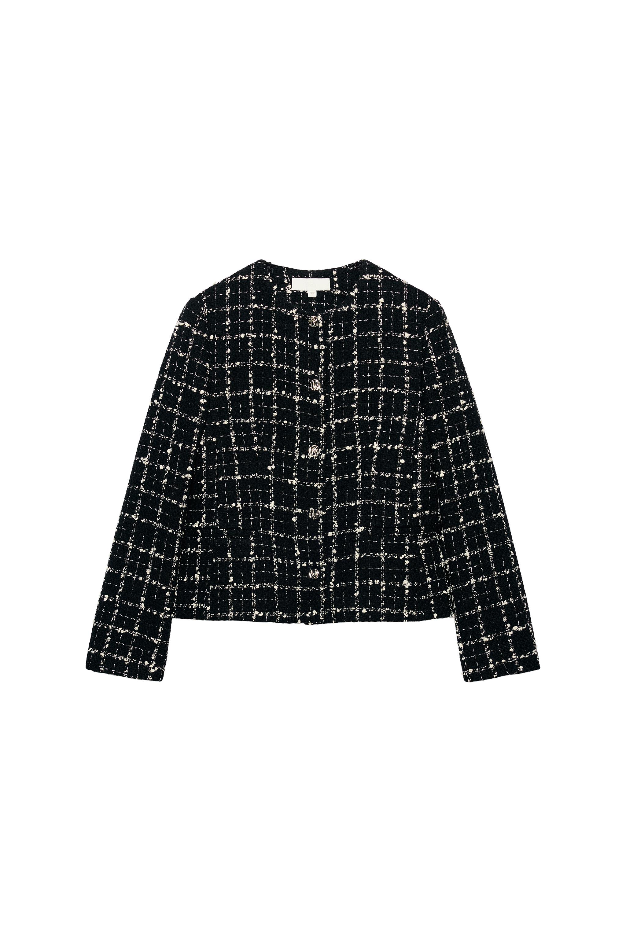テクスチャー クルーネック ブレザー - ブラック/ホワイト | ZARA
