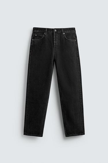 REGULAR STRAIGHT FIT JEANS - Black by Zara