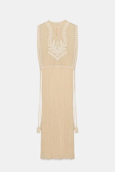 ROBE BIMATIÈRE SURCAPE DÉTACHABLE ZW COLLECTION - Écru de Zara - Image 8