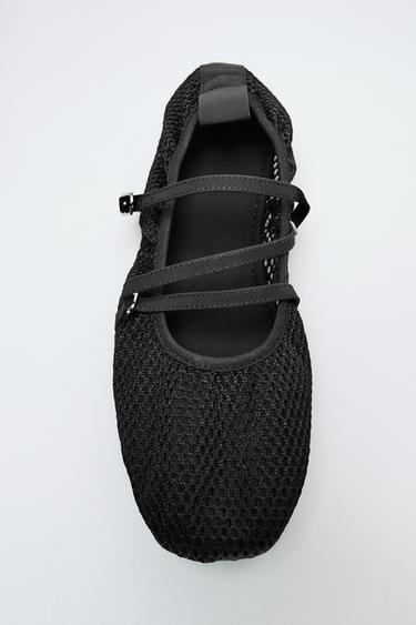 CUT-OUT STRAPPY BALLET FLATS - Black by Zara