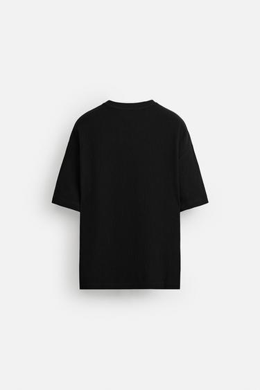 VERTICAL TEXTURE T-SHIRT - Black by Zara - Image 7