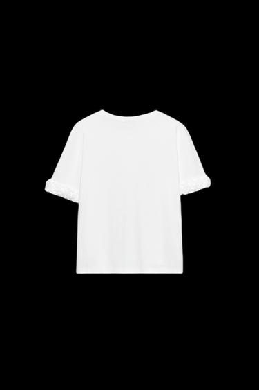 T-SHIRT MIT VOLANTÄRMELN - Weiß von Zara