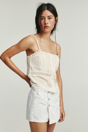 WRAPPED DENIM SKORT - White by Zara