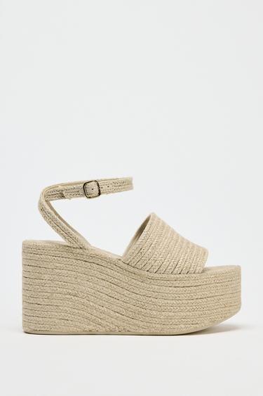 JUTE PLATFORM WEDGES - Light beige by Zara