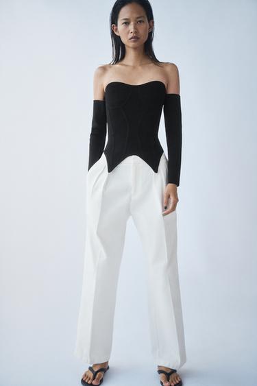TOP CORSETERO PUNTO - Negro de Zara