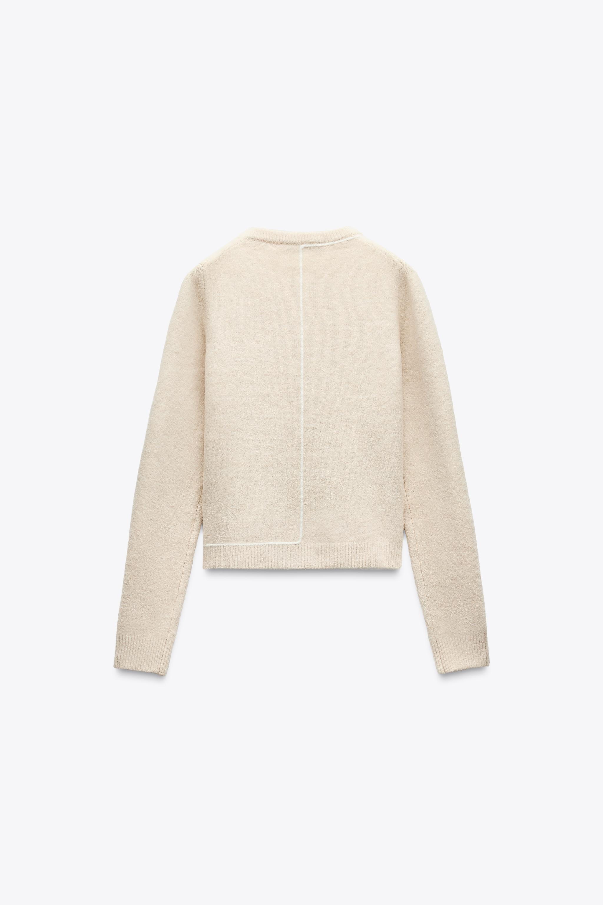コントラストトリム付きニットセーター - エクリュ | ZARA Japan