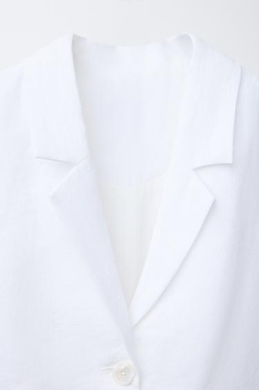 VESTE COURTE 100 % LIN - Blanc de Zara - Image 2