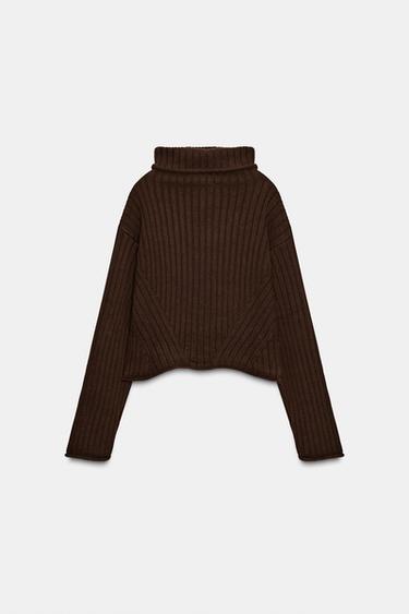PULL EN MAILLE CÔTELÉE - Marron de Zara - Image 6