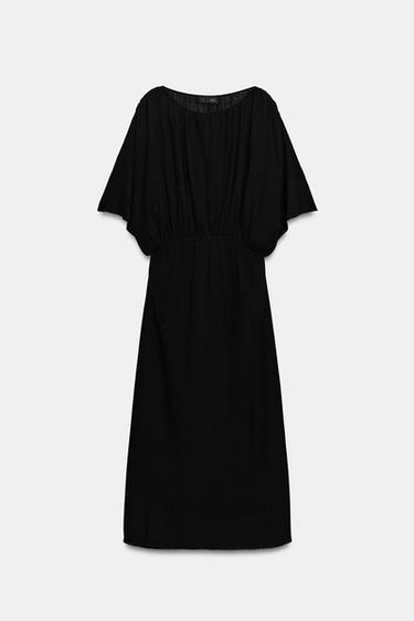 ROBE LONGUE EN MAILLE À PLIS À LA TAILLE - Noir de Zara - Image 5