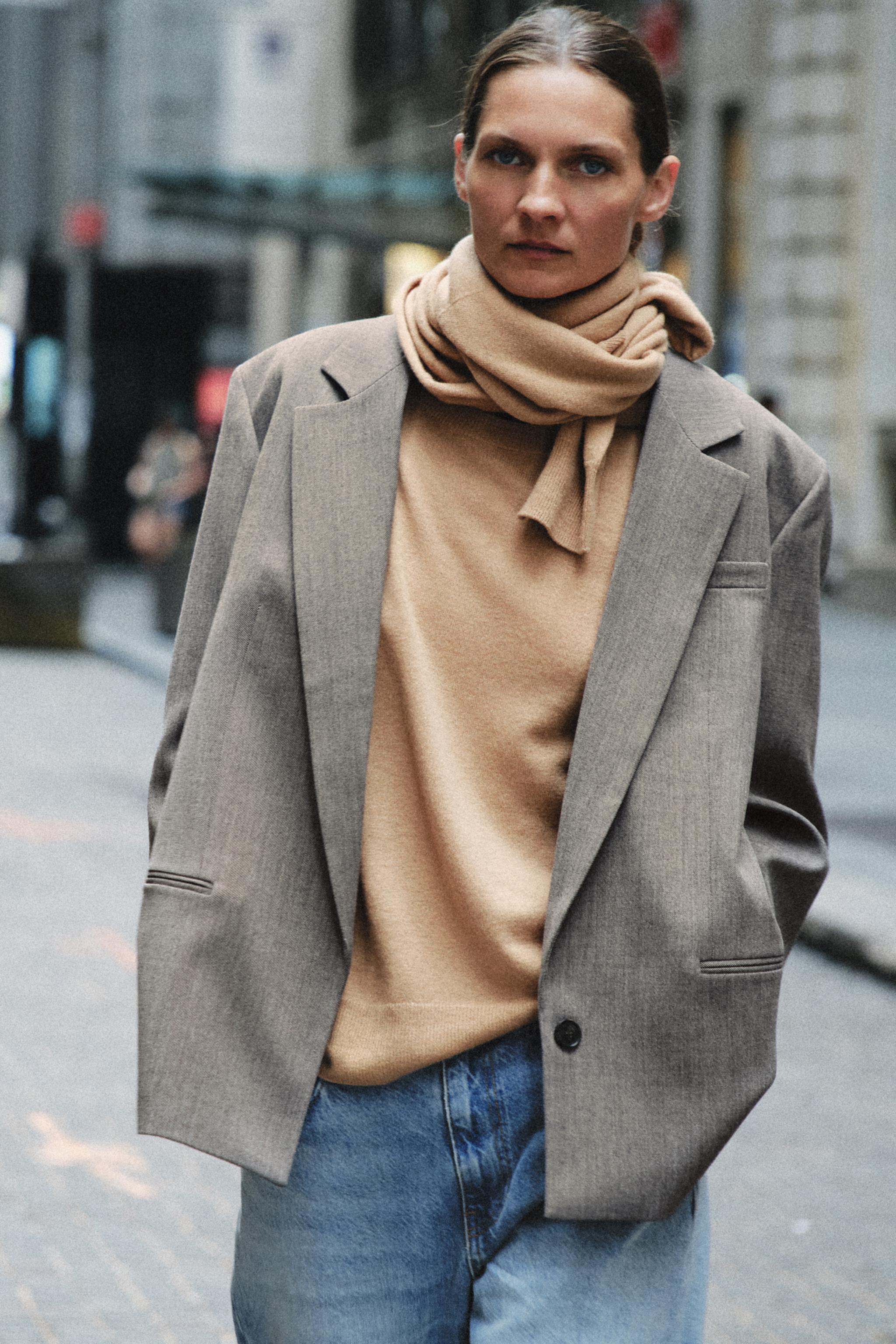 Zara ZW COLLECTION KRUVAZE BLAZER görsel 3
