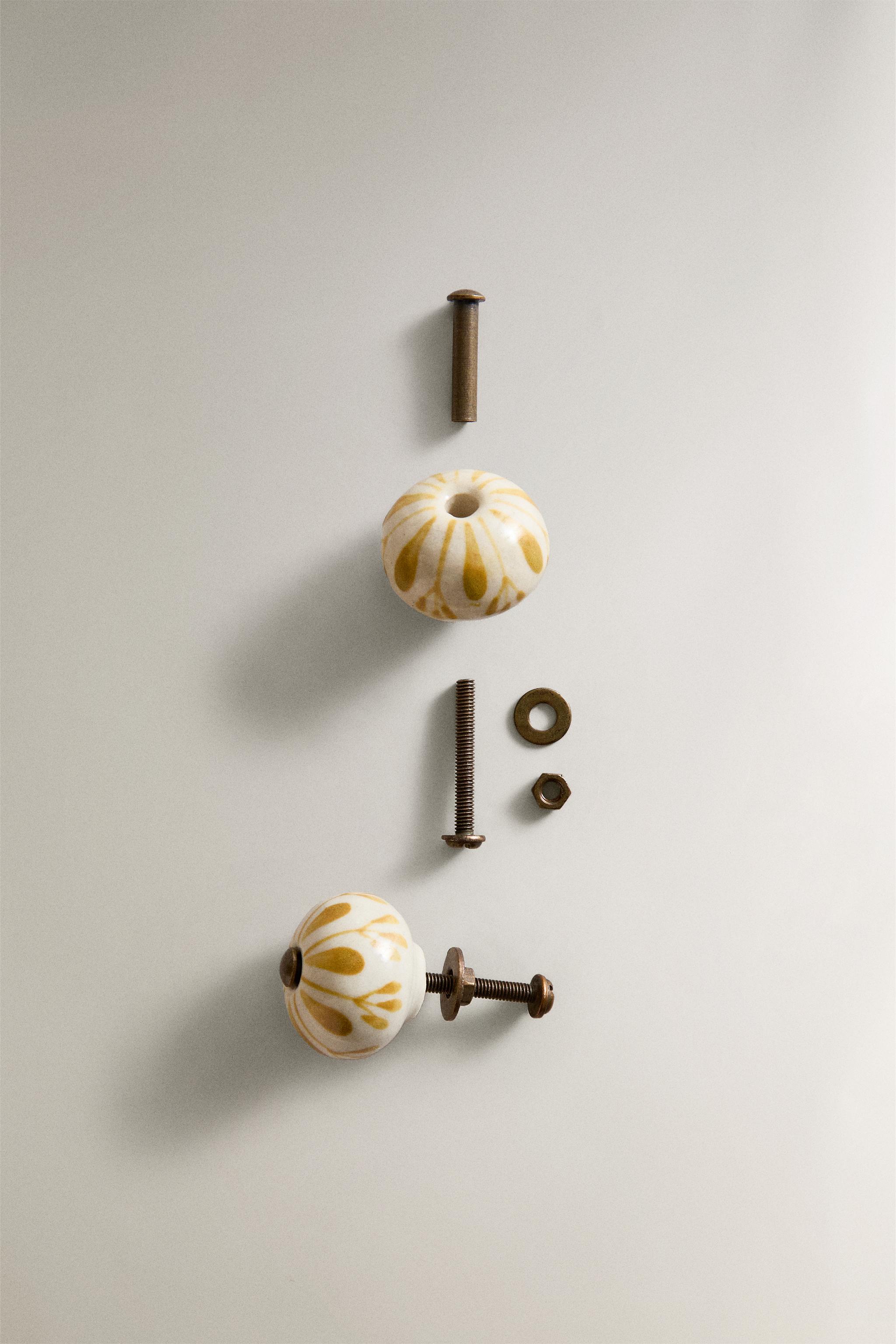 SET OF CERAMIC FLOWER KNOBS (SET OF 2) - Mustard | ZARA Canada