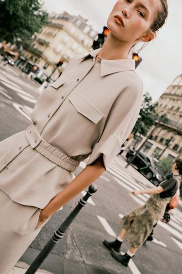 SAFARI SHIRT WITH BELT - Sand by Zara - Image 4