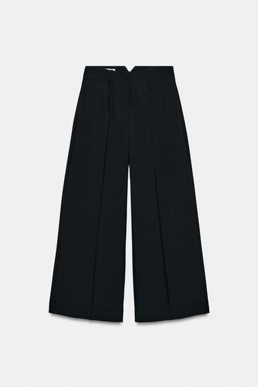 SHORT WIDE-LEG TROUSERS - Black by Zara
