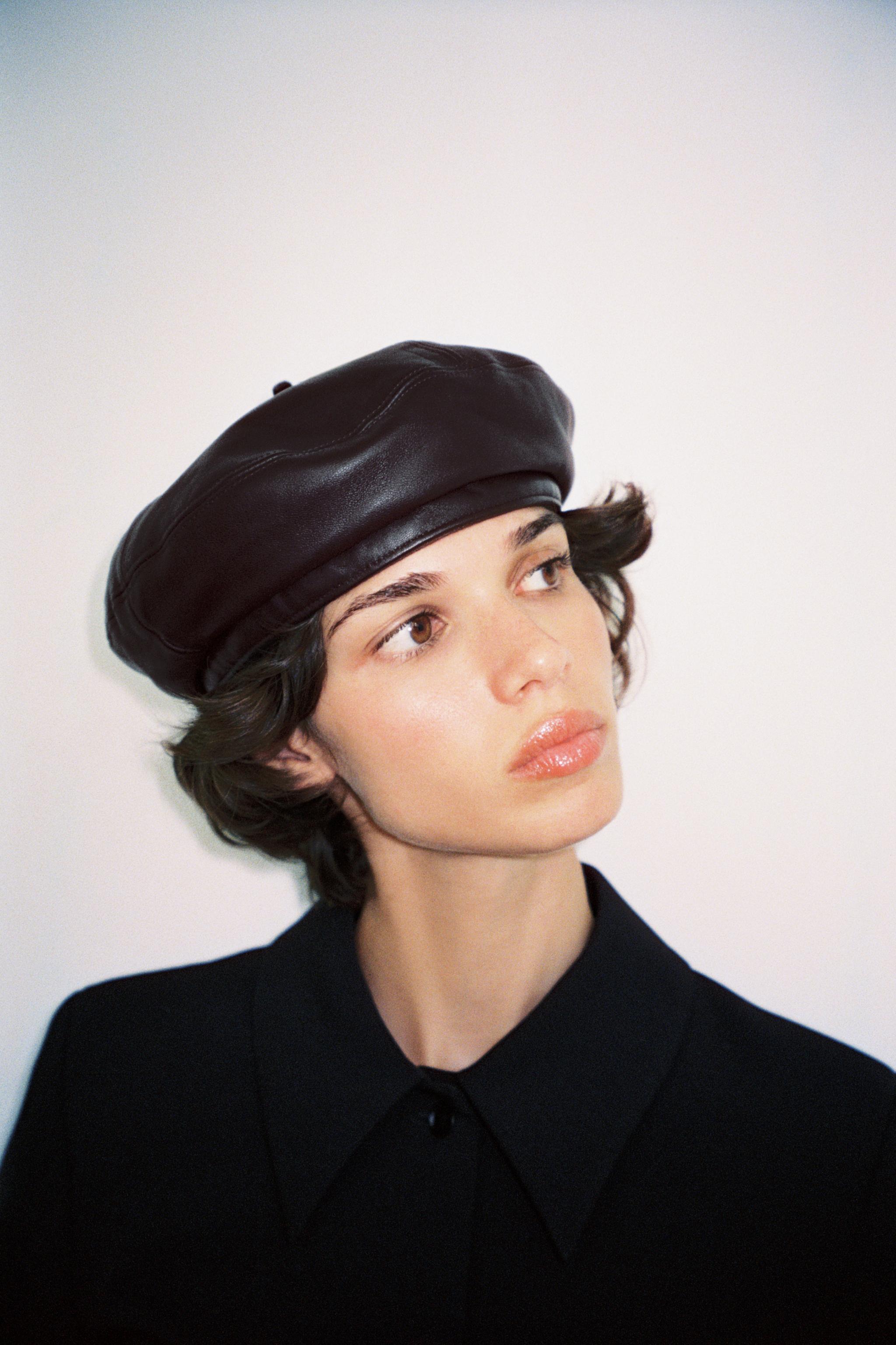 100% LEATHER BERET - Brown | ZARA Curaçao / Curazao