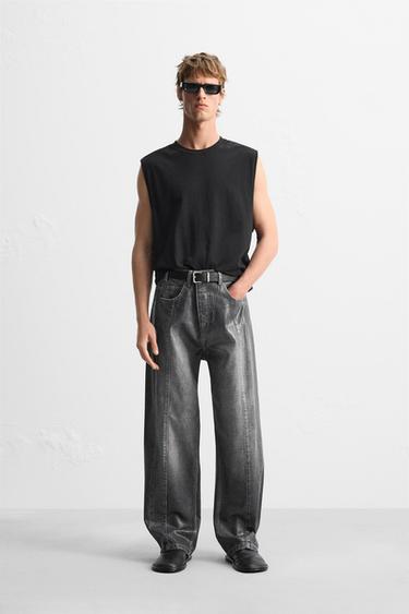 JEANS EFECTO ENCERADO LIMITED EDITION - Gris oscuro de Zara - Imagen 0