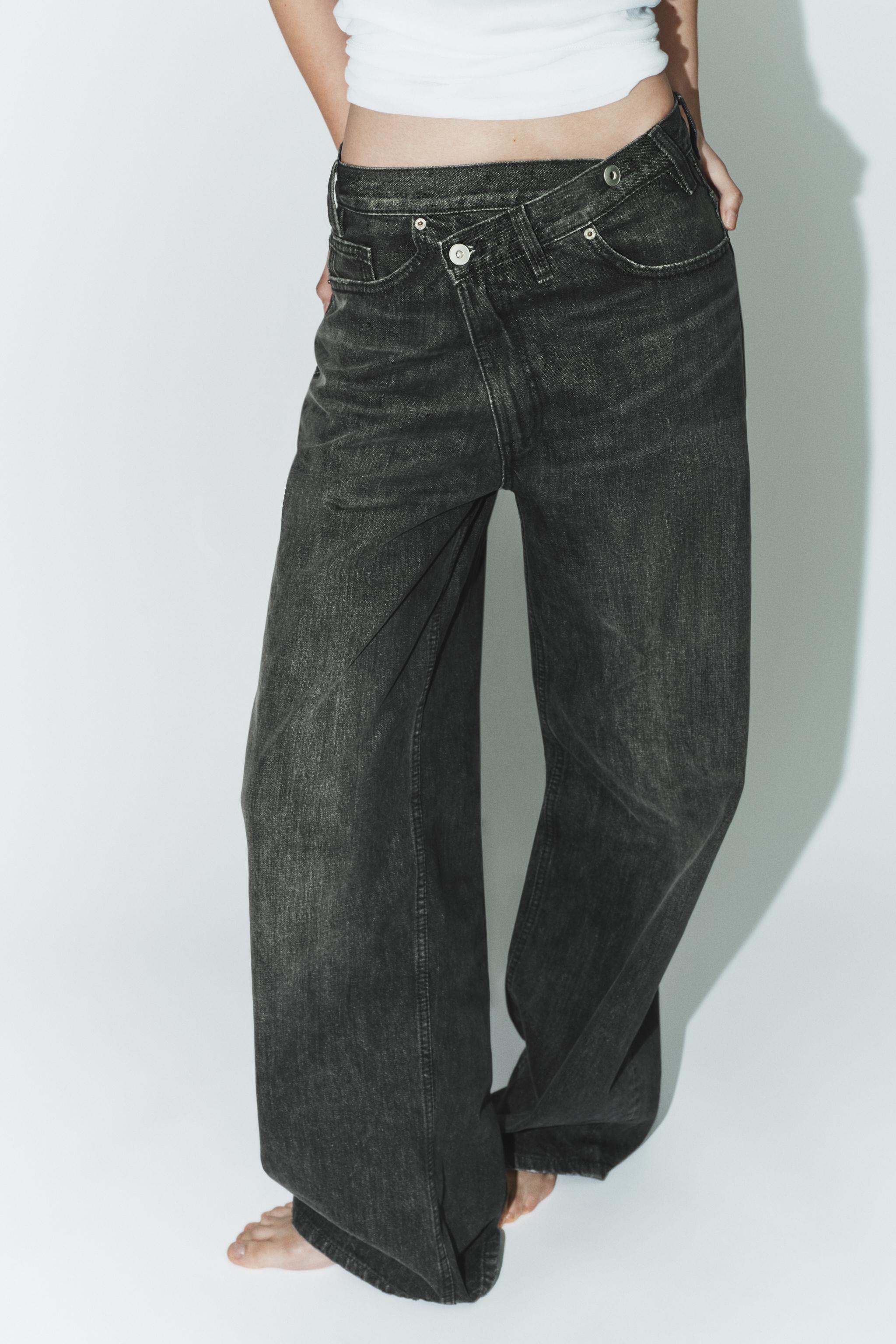 TRF HIGH-WAIST CROSSOVER WAIST WIDE LEG JEANS