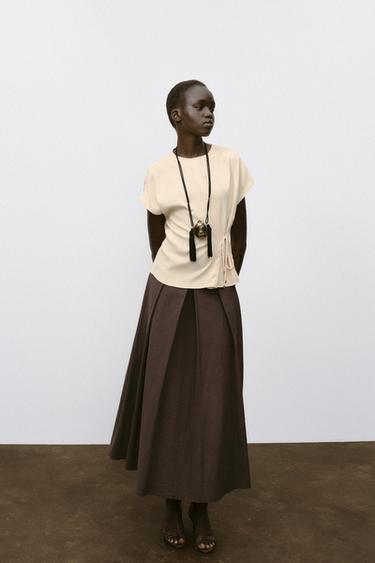 FLOWING LACE-UP TOP - Yellow by Zara - Image 0