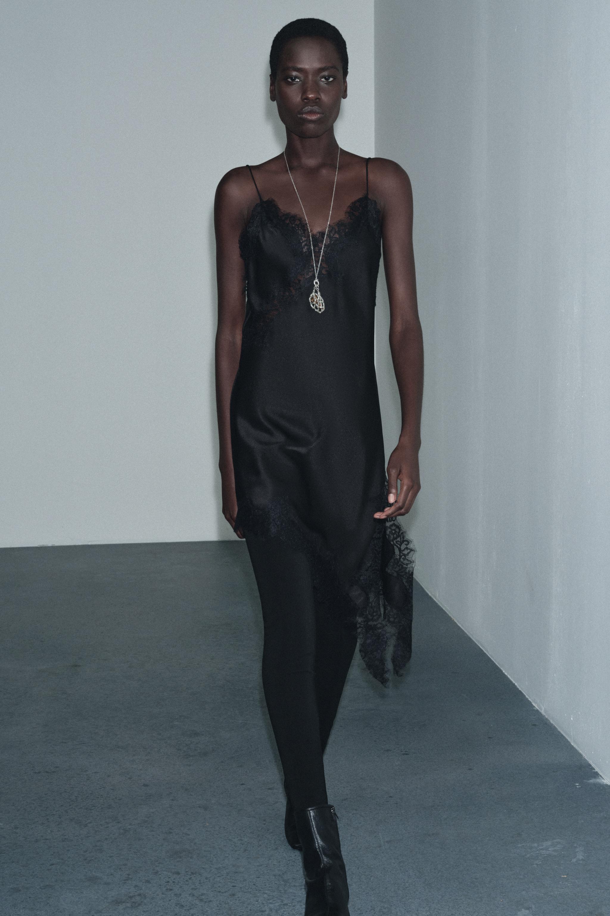 ZW COLLECTION アシンメトリーレースワンピース - エクリュ/ブラック