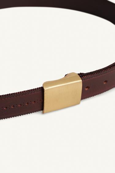 LIMITED EDITION LEATHER BELT - Burgundy by Zara - Image 3