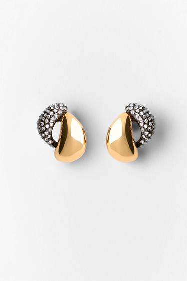 Zara 閃亮雙環耳環 - 金黃色
