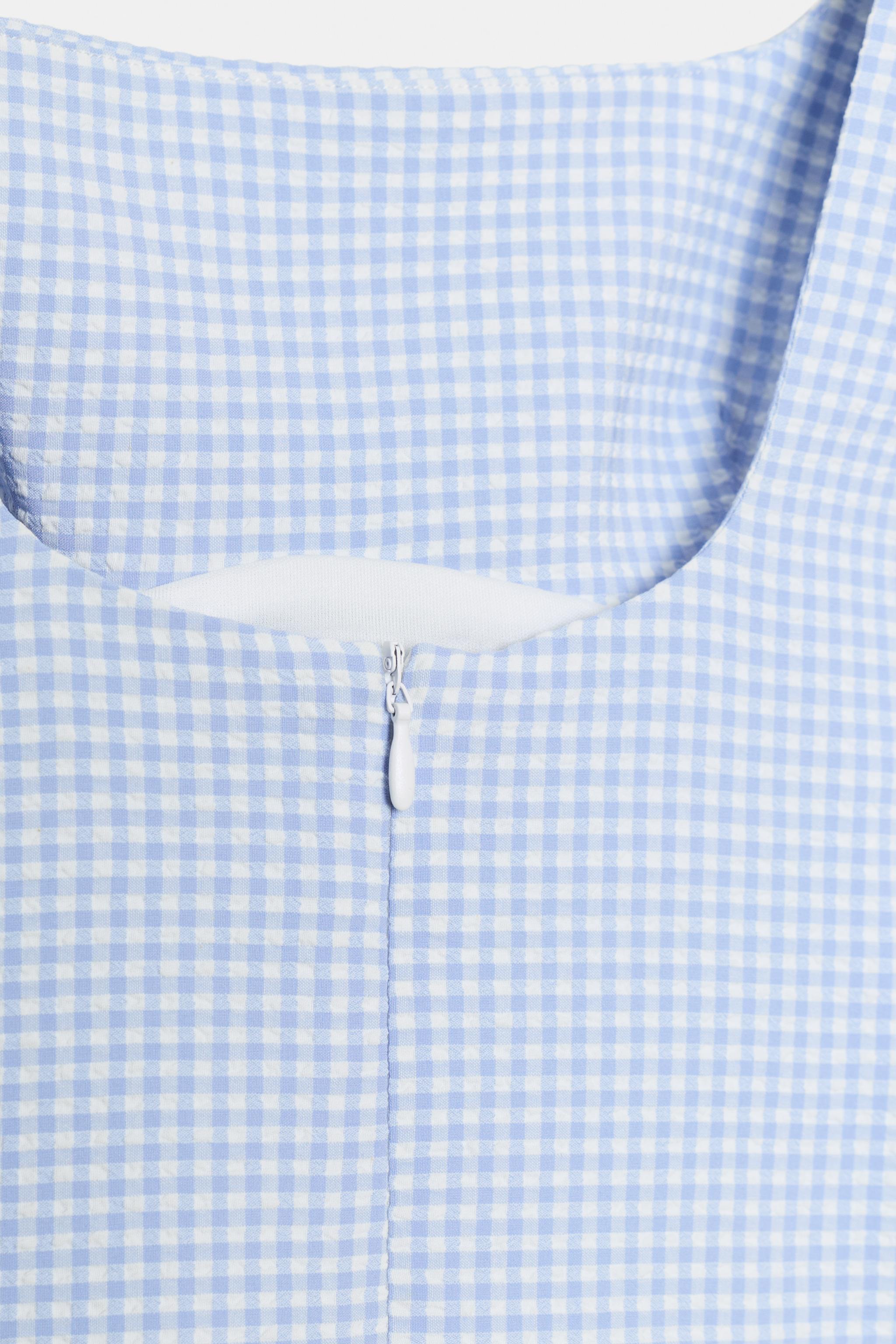 GINGHAM CHECK DRESS - White / Sky blue | ZARA Australia GINGHAM CHECK DRESS - White / Sky blue | ZARA Australia