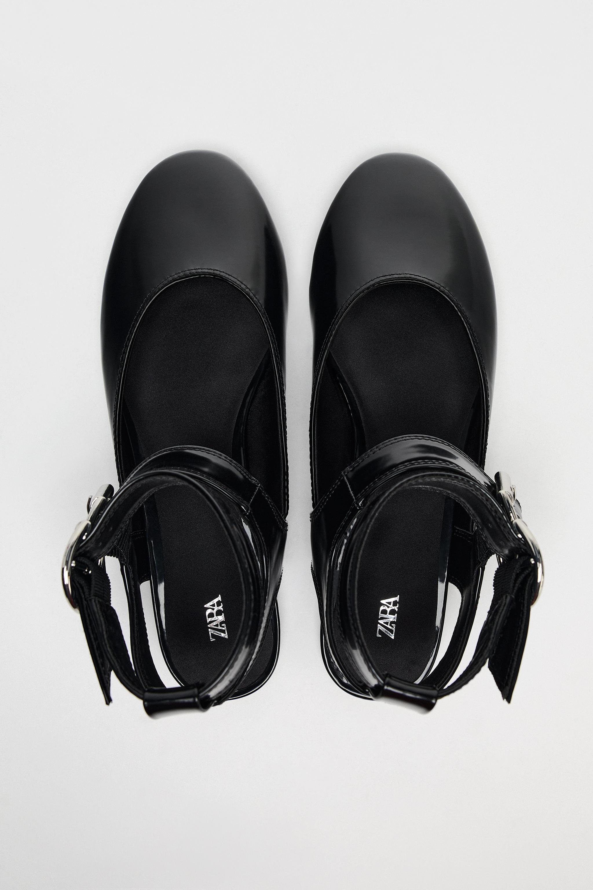 【ZARA】ダブルストラップバレリーナ 5204/510/800 ダブルストラップバレリーナ - ブラック | ZARA Japan / 日本
