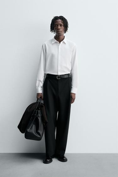 CAMISA REGULAR FIT ESTRUCTURA - Blanco de Zara - Imagen 0