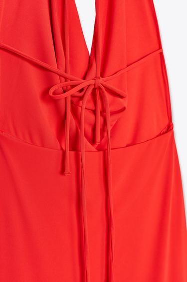 DRAPED HALTER MAXI DRESS - Red by Zara - Image 6