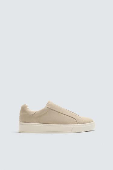 LEATHER TRAINERS - SAND/BROWN by Zara
