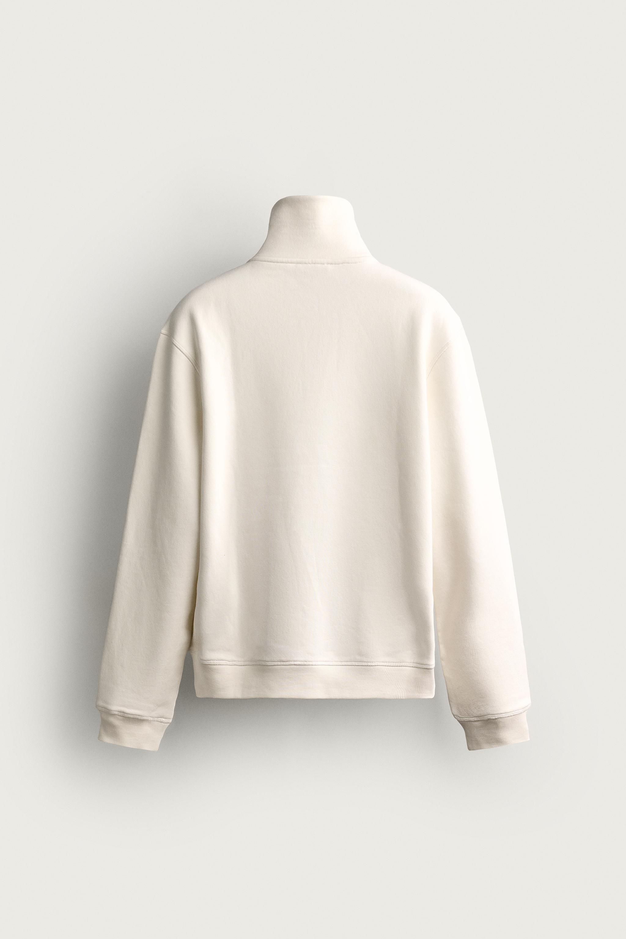 Zara FERMUARLI DİK YAKA REGULAR FIT SWEATSHIRT görsel 4