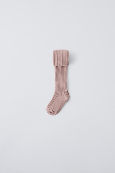 RIBBED TIGHTS - Pink by Zara