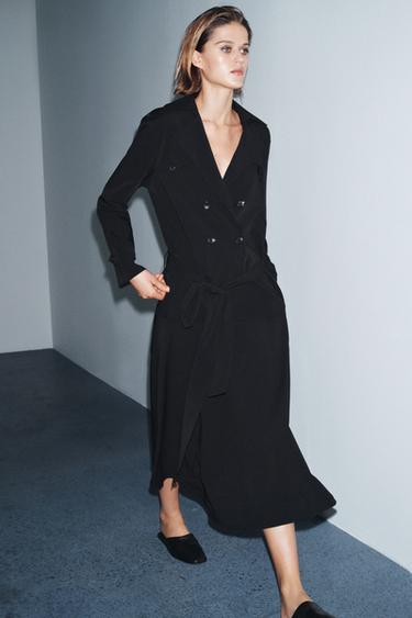 ZW COLLECTION TRENCH MIDI DRESS - Black by Zara
