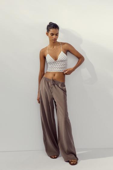 FLOWING PALAZZO TROUSERS - Chocolate brown by Zara