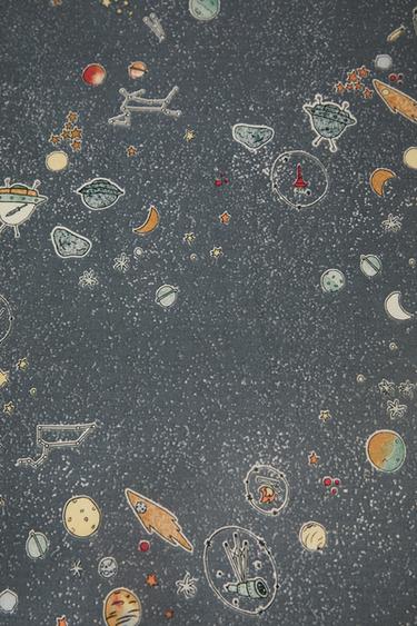 KIDS' REVERSIBLE SPACE DUVET COVER - Ecru / Blue by Zara