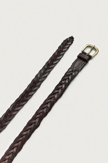 AARON LEVINE X ZARA BRAIDED LEATHER BELT — Brown 2