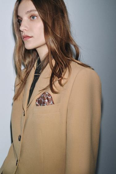 FITTED BLAZER WITH CONTRAST SCARF ZW COLLECTION - Light camel by Zara - Image 1