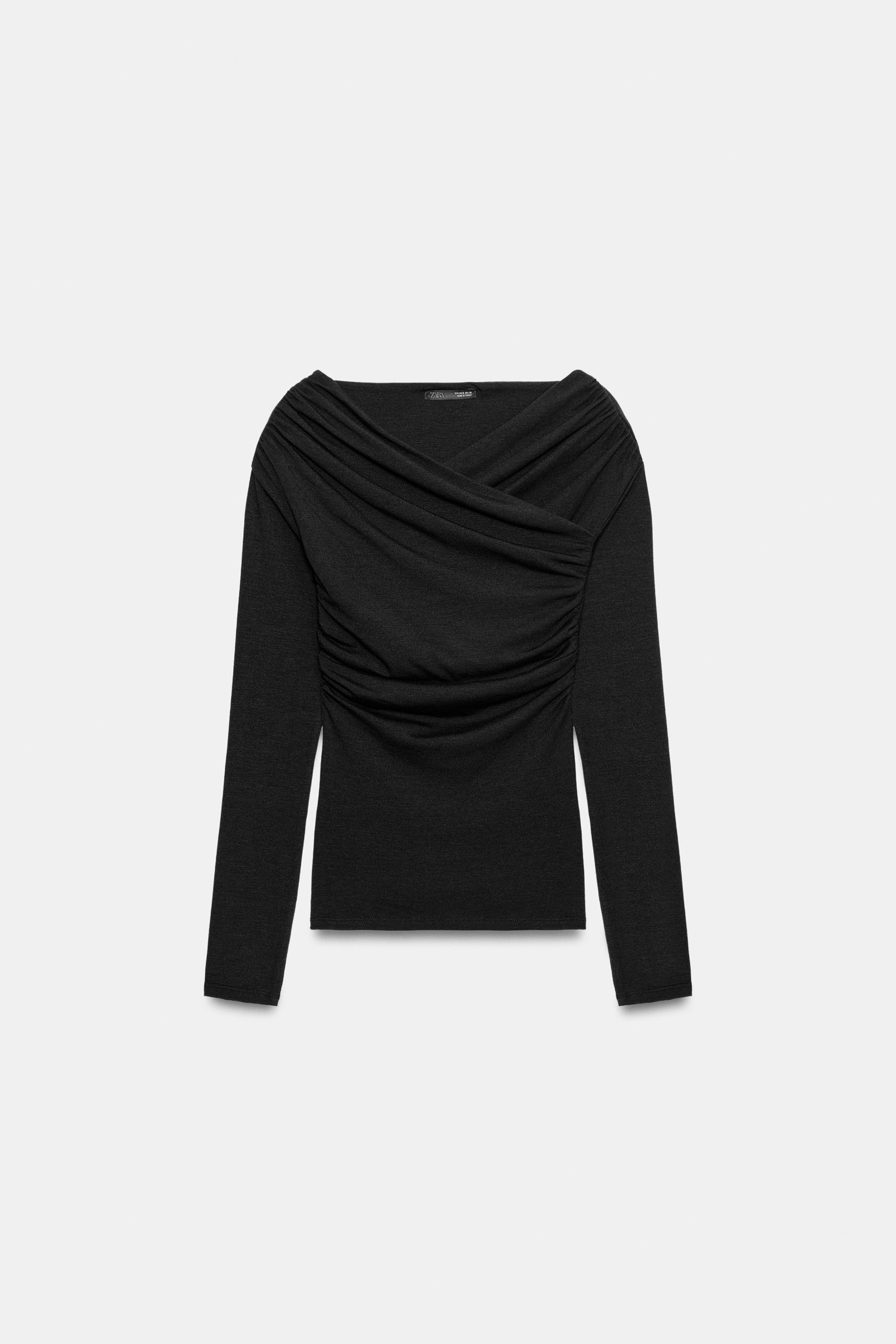 Zara Kruvaze Yaka Drapeli Top görsel 3