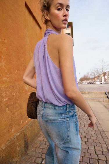 POLKA DOT HALTER BUBBLE TOP - Lilac by Zara - Image 2