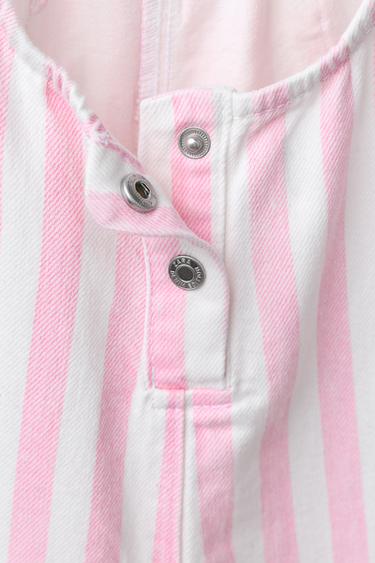 SALOPETTE LONGUE EN SERGÉ À RAYURES - Rose de Zara - Image 3
