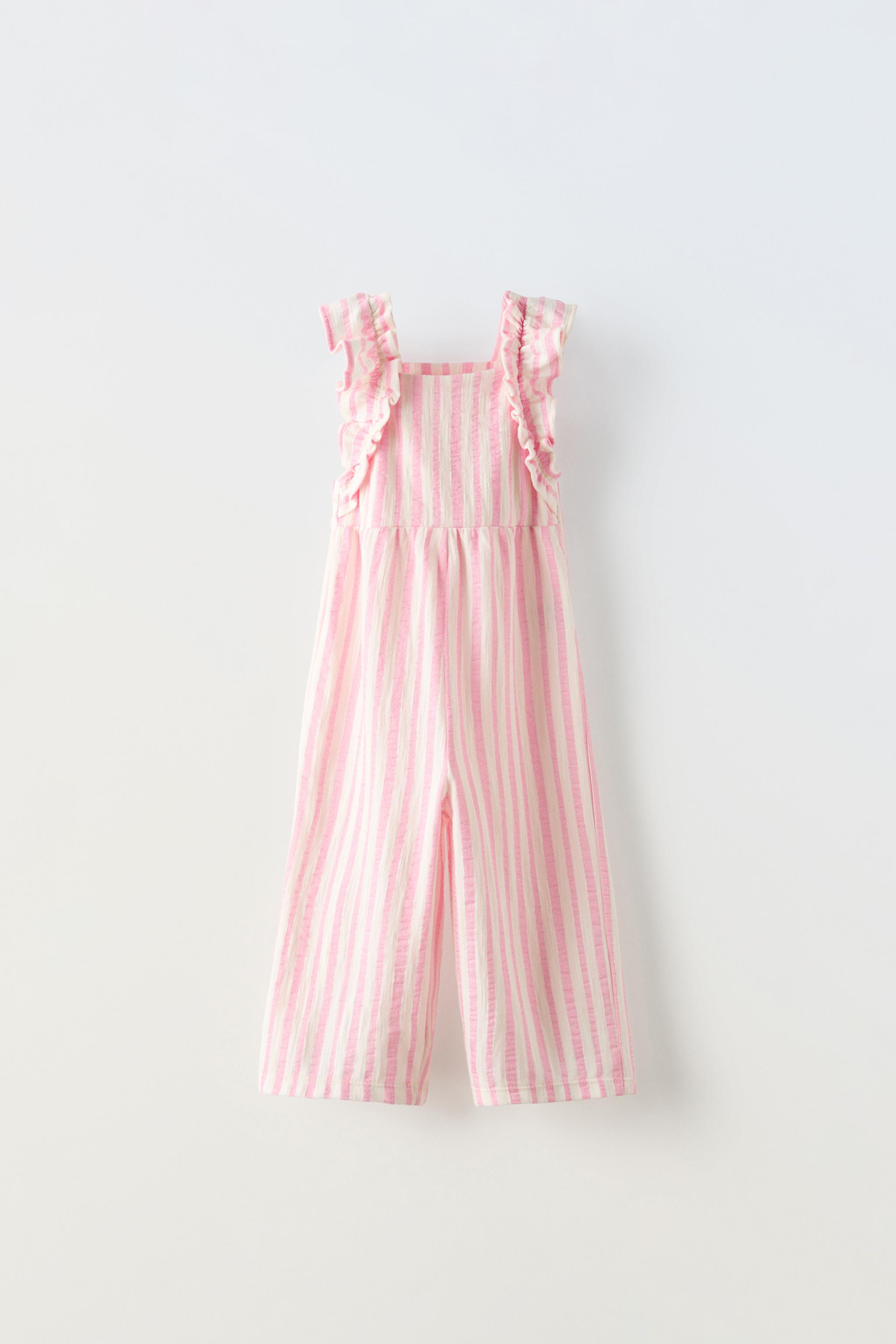 COMBINAISON A VOLANTS ET RAYURES Rose ZARA France