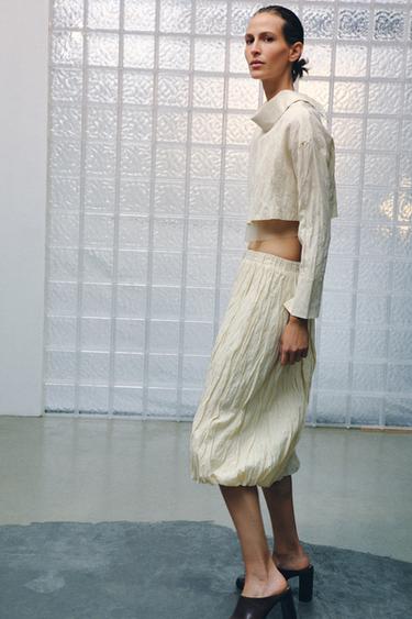 CREASED-EFFECT KNIT SHIRT - Cream by Zara - Image 3