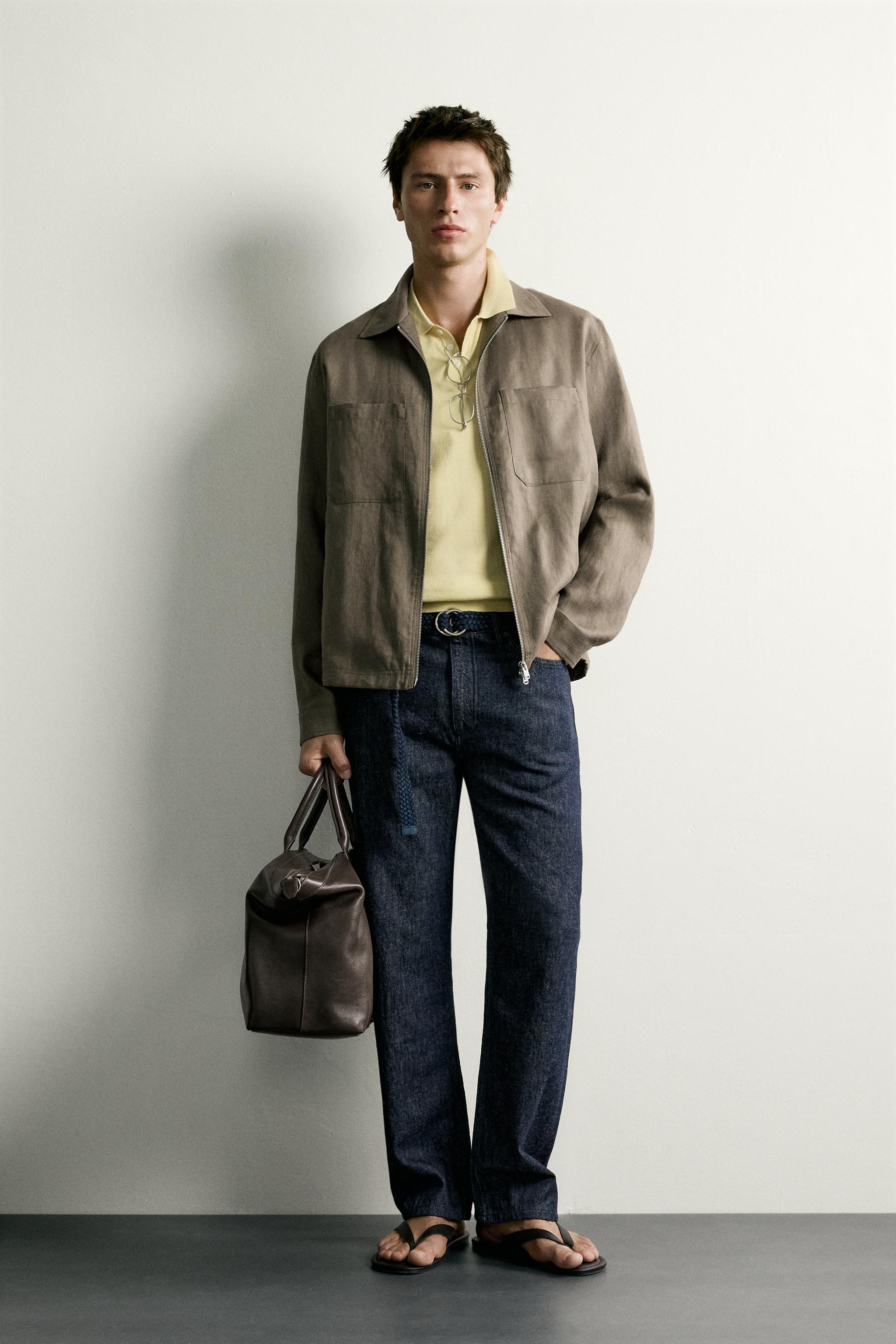 100% LINEN ZIP OVERSHIRT