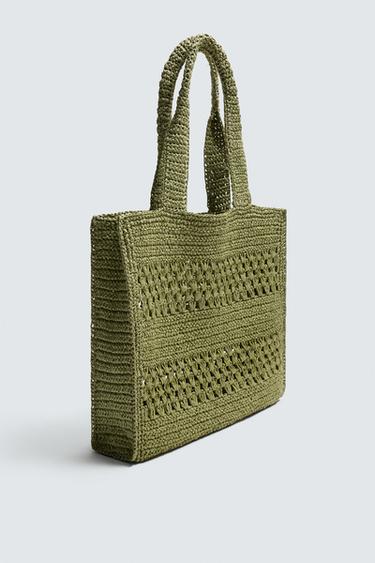SAC SHOPPER TRESSÉ - Vert de Zara - Image 2