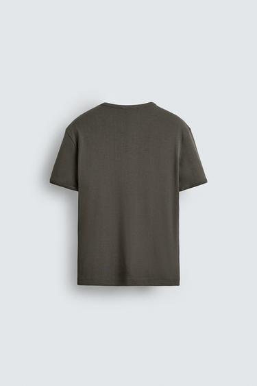 T-SHIRT CÔTELÉ BASIQUE - Gris taupe de Zara - Image 7