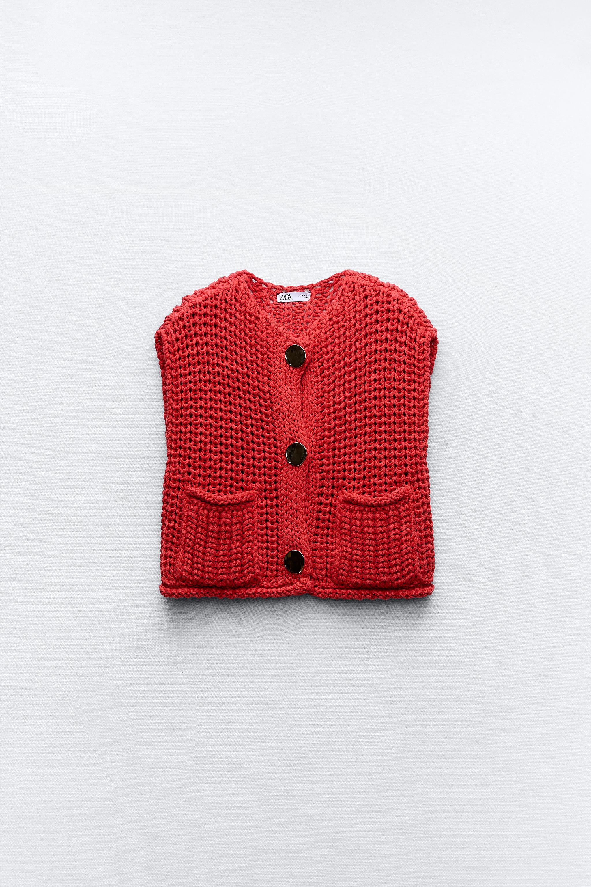 CHUNKY KNIT VEST - Red | ZARA United States